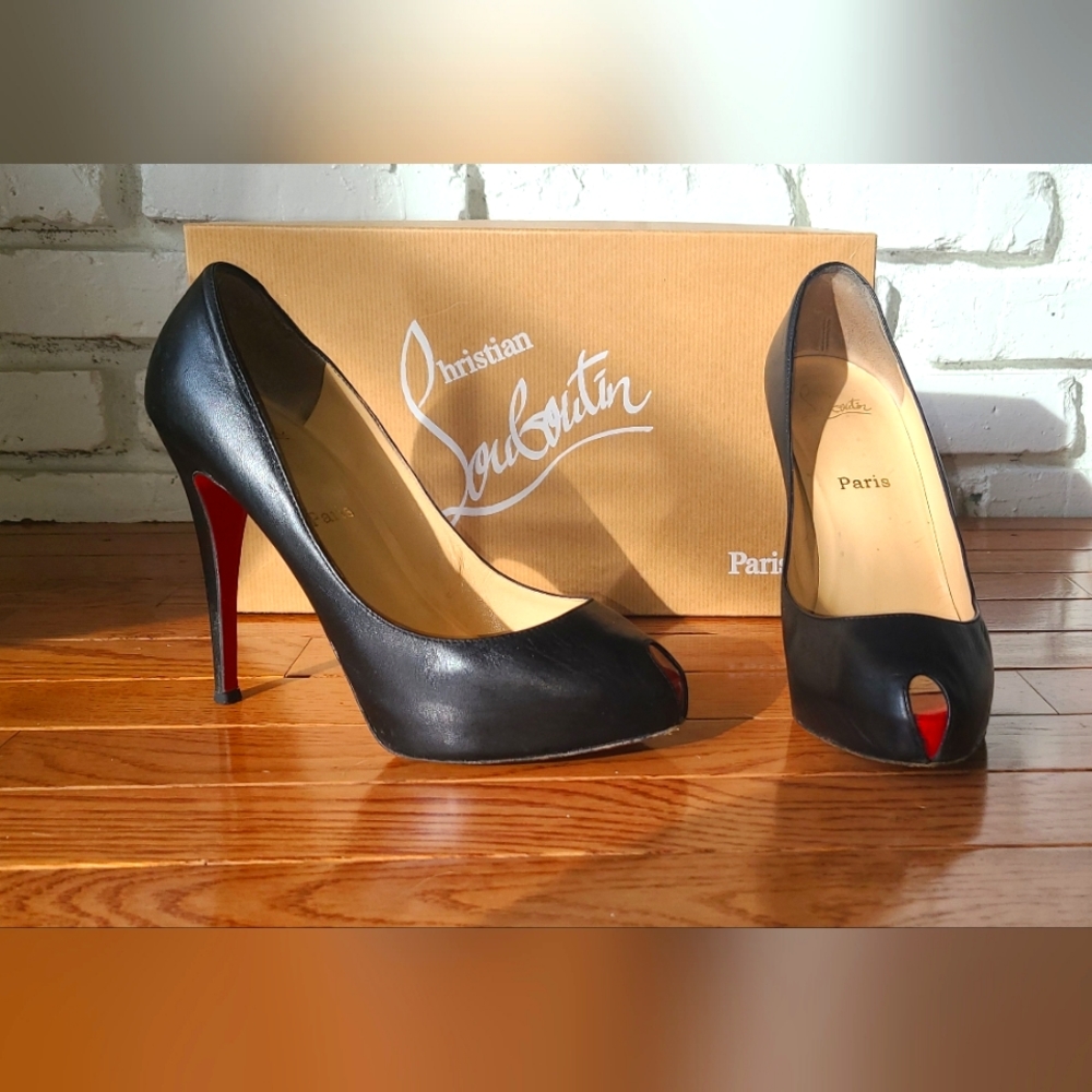 Christian Louboutin Black Peep Toe Stilettos